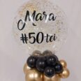 Arranjo de Balões Preto com Dourado