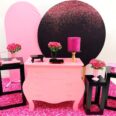 Preto com Pontos Rosa  com Arco de Balões
